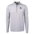 thumbnail image 2 of Men's Cutter & Buck Gray Carolina Panthers Big & Tall Virtue Eco Pique Micro Stripe Tri-Blend Quarter-Zip Jacket, 2 of 3