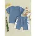 thumbnail image 5 of Musuos Toddler Boys Summer 2 Piece Outfits 12 18 24M 3 4T Plaid Patchwork Short Sleeve T-Shirt and Elastic Shorts, 5 of 10