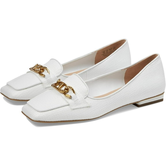 Franco Sarto Womens Tiari Slip On Loafer White Woven 6M