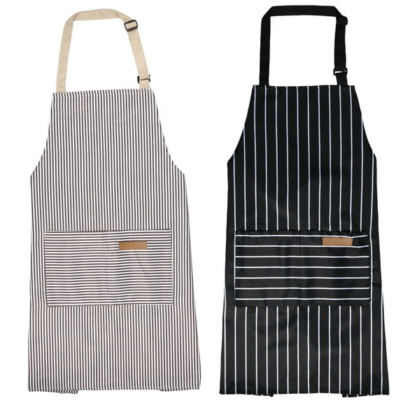 Tcwhniev 2Pack Floral Aprons for Men and Women Adjustable Kitchen Chef Apron With Stripe Pattern for Cooking, Baking