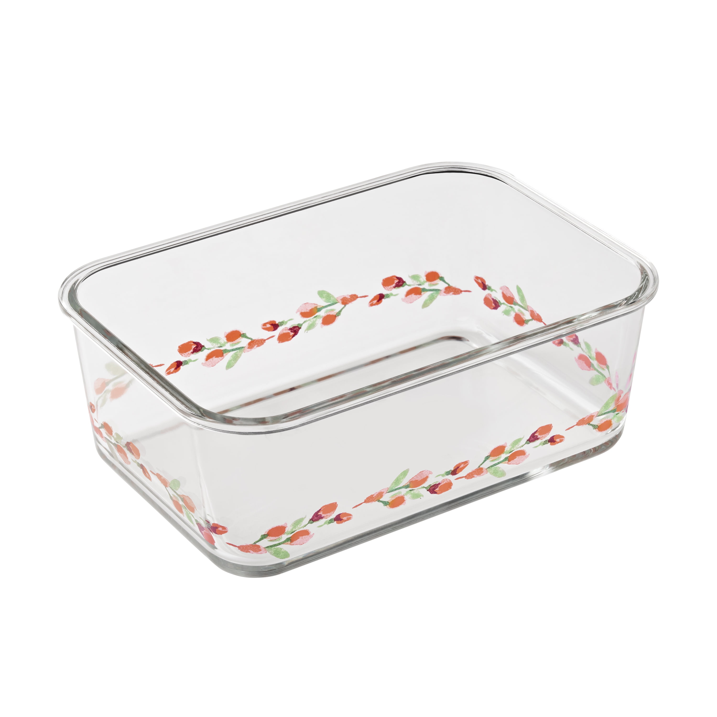 (4 pack) The Pioneer Woman Painted Meadow 10-Cup Rectangle Glass Food Storage Containers with Tritan Lid