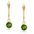 thumbnail image 3 of Gem Stone King 14K Yellow Gold Green Chrome Diopside Drop Dangle Earring for Women with Leverback (1.00 Cttw, Gemstone Birthstone, Round 5MM), 3 of 5