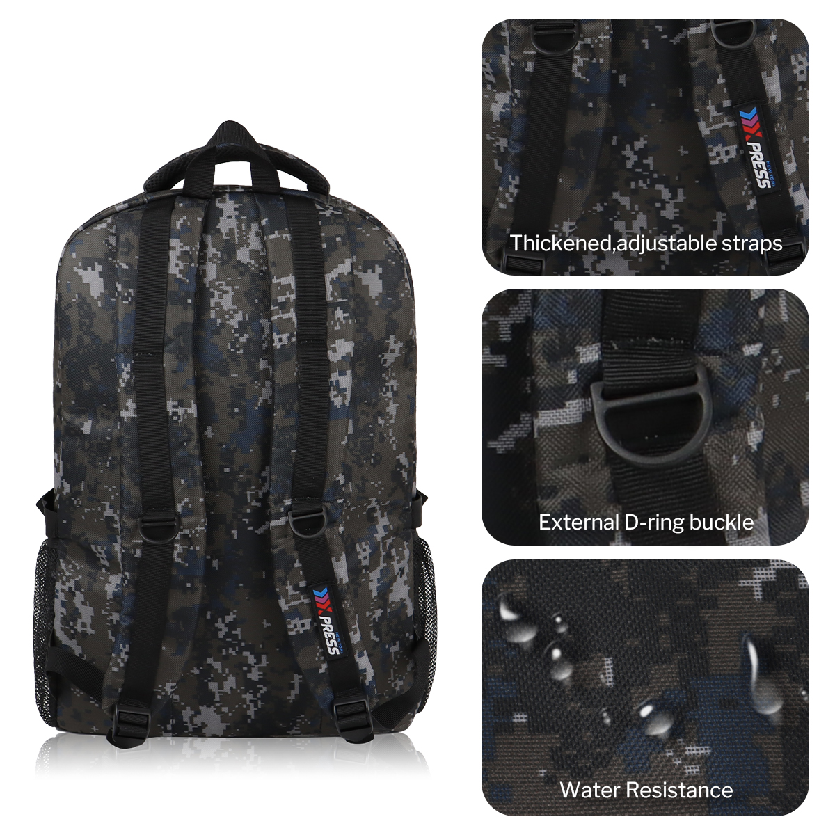 30L Travel Backpack for Men & Women,Water-Resistant Lightweight Camo Backpack Hiking Work School Daily Bag,8076 Grey