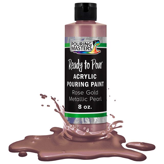 Pouring Masters Rose Gold Metallic Pearl Acrylic Ready to Pour Pouring Paint – Premium 8-Ounce Pre-Mixed Water-Based - For Canvas, Wood, Paper, Crafts, Tile, Rocks and more
