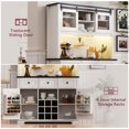thumbnail image 6 of AENKYO 71" Farmhouse Pantry Bar Cabinet with Internal Storage Rack,Kitchen Cabinet with Hutch,Sliding Door,Power Outlet,Pegboard,Wine & Glasses Rack,3 Drawers,for Kitchen-White Oak, 6 of 11