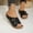 #0181-Black, variant on Women's Adjustable Buckle Wedge Sandals, Faux Leather Peep Toe Slides with Cork Footbed, Thick Sole Comfortable Clogs, Versatile Summer Beach Footwear Gift