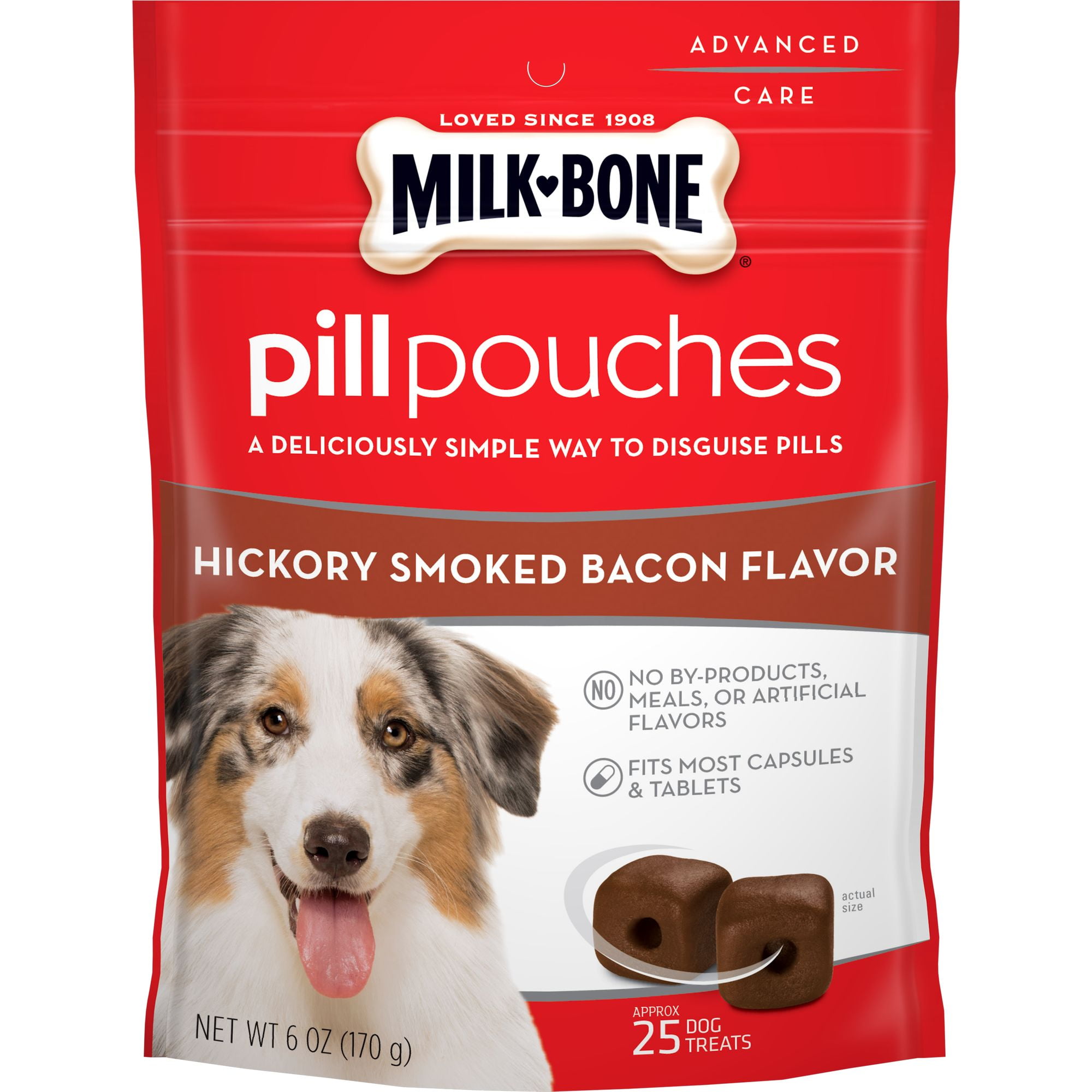 MilkBone Pill Pouches Hickory Smoked Bacon Flavor Dog Treats 6Ounce