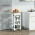 thumbnail image 1 of HOMCOM Kitchen Island Cart with Drawer, Removable Tray and Wire Basket, 1 of 10