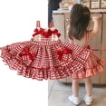 thumbnail image 2 of Vestido de fiesta de estilo coreano de verano con escote cuadrado y estampado a cuadros para niñas, vestido sin mangas con lazo y encaje, vestidos de verano para niñas, 2 of 5