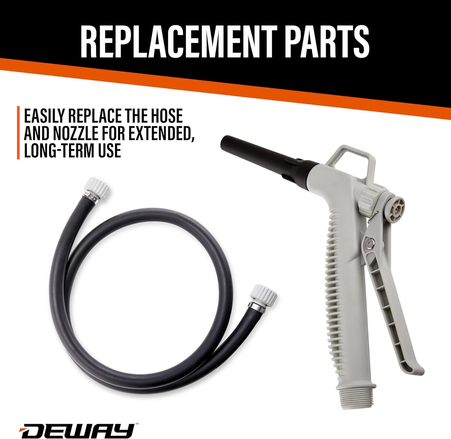 Deway Fuel Transfer Pump Battery Powered with Rubber Hose and 2.4 GPM Control Nozzle
