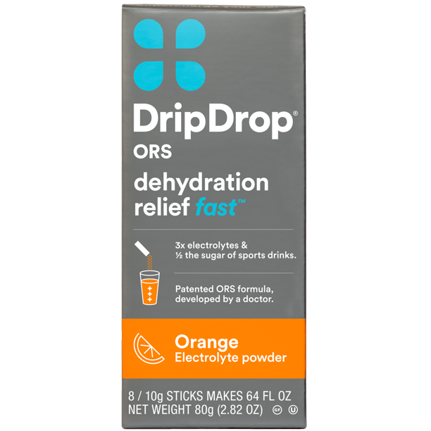 DripDrop ORS Electrolyte Powder, Orange, 10g, 8ct