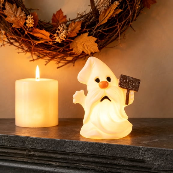 Tryvkinvive Cute Ghost Gnome LED Light for Halloween Decorations,Halloween Ghost Figurine Lamp,Ghost Tabletop Ornament for Indoor Home,Autumn & Halloween Party Decor
