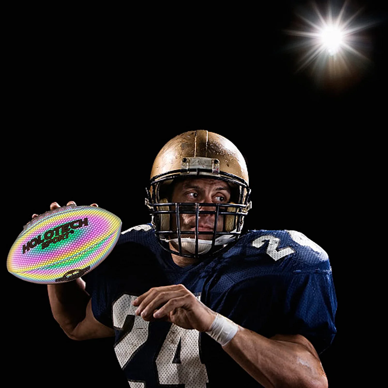 Football, Holographic Football Reflective Glowing Footballs for Kids, Teens and Adults, Composite Leather Football with Pump (Official Size 9 & Youth Size 6 & Peewee Size 3)