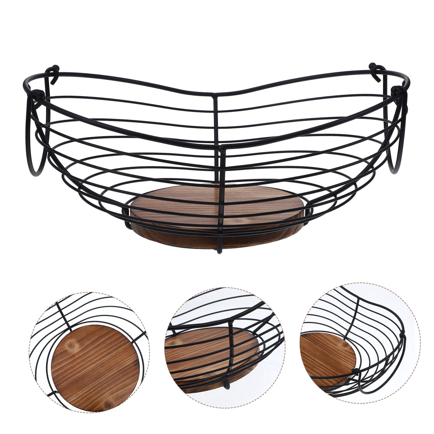 OUNONA Large Black Wire Fruit Basket with Iron Wire Design, Spacious Kitchen and Home Storage Organizer