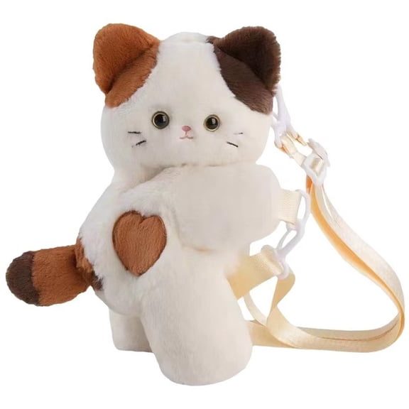Jiibva Women individual(s) Plush Shoulder Bag Funny Cat Crossbody Bag Cartoon Animal Messenger Bag Cute Soft Plush Cross Bag Coin Purse