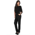 thumbnail image 4 of KOH KOH Long Pants Formal Cocktail Evening One Piece Fall Pockets Dressy Jumpsuit Romper Suit Casual Outfit Playsuit Tall 3/4 Short Sleeve For Women Black Medium US 8-10 NT118, 4 of 6