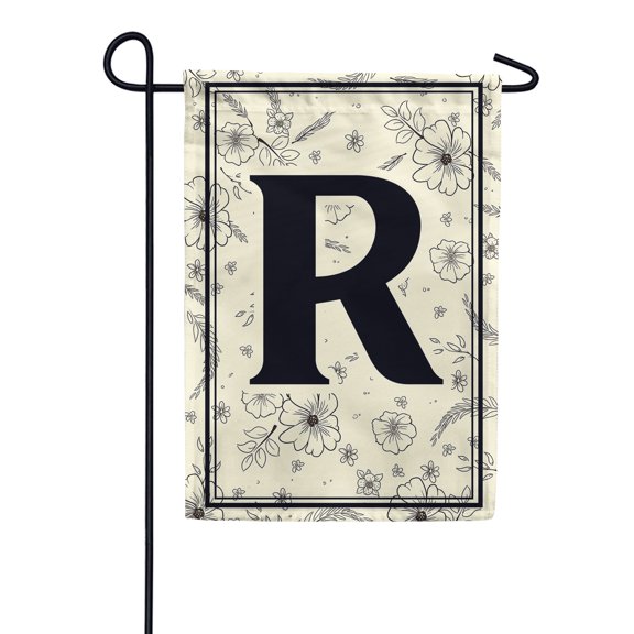 America Forever Spring Monogram Garden Flag Letter R 12.5 x 18 inches Double Sided Vertical Outdoor, Yard, Lawn, Beautiful Flowers, Floral Design, Welcome Spring Seasonal Art