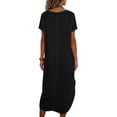 thumbnail image 4 of Robe en Lin à Manches Courtes pour Femmes Chemise Boutonnée Robes d'Été 2026 pour Femmes Décontractée Col Rond Midi Robe d'Été Confortable Mélange de Coton, 4 of 9