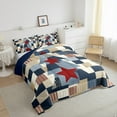 thumbnail image 2 of jejeloiu Christmas Tree Silhouette Queen Comforter Set,Patchwork Geometric Plaid Bedding Sets,Vintage Red Stars Bedding Comforter Set For Boys Kids,Super Cozy Room Decor Reversible,3pcs, 2 of 7