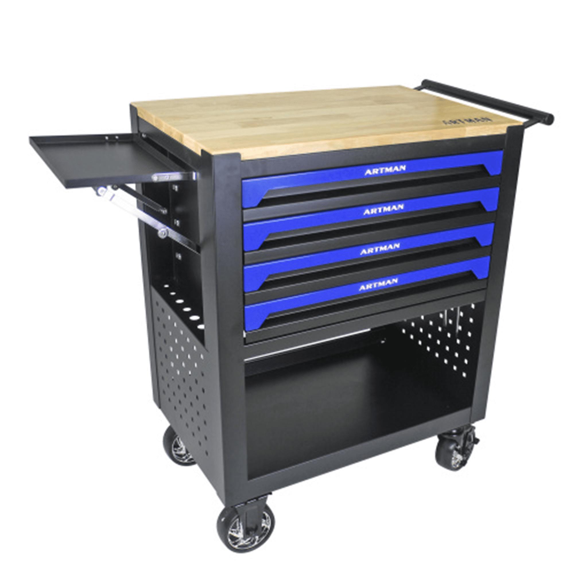 ARTMAN 4-Drawer Rolling Tool Chest with  Wheels and Wooden Top,Steel Storage Locking Tool Cart for Garage Workshop Rapair Shop
