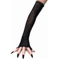 thumbnail image 2 of Dalrosia Women's Spider Web Lace Fingerless Glove Glitter Black Fingerless Gloves for Halloween Cosplay Costume Accessories, 2 of 4