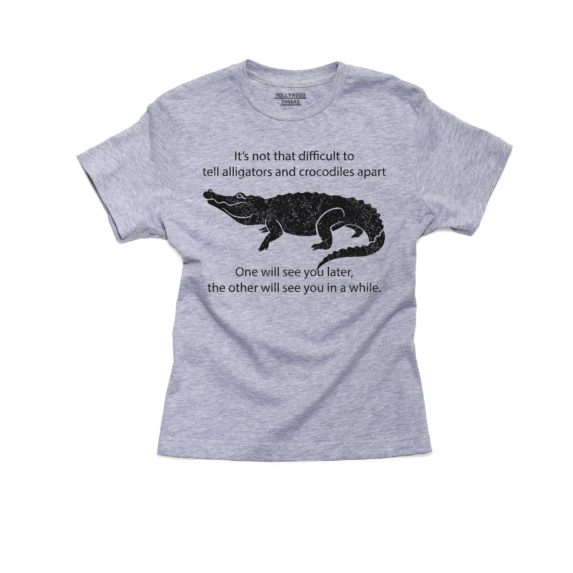 Later Alligator & After a While Crocodile Funny Boy's Cotton Youth Grey  T-Shirt 