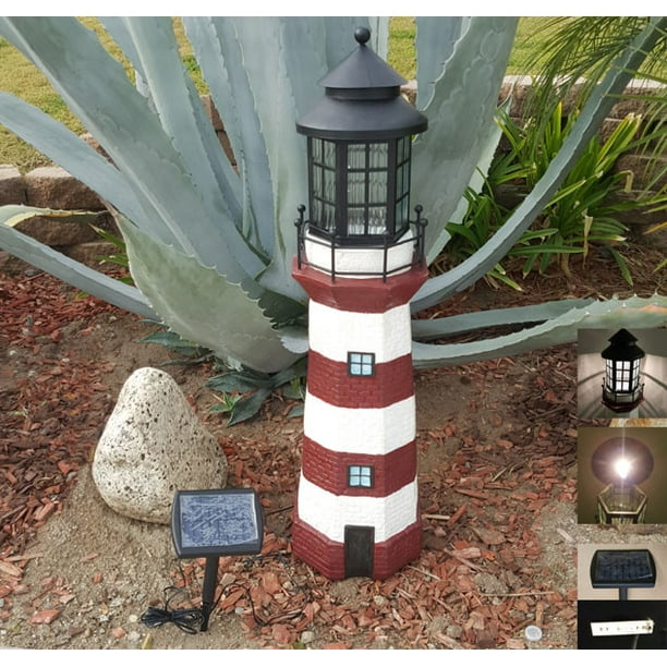 ASC Solar Lighthouse Garden Figurine Light House Garden Gray Color 36