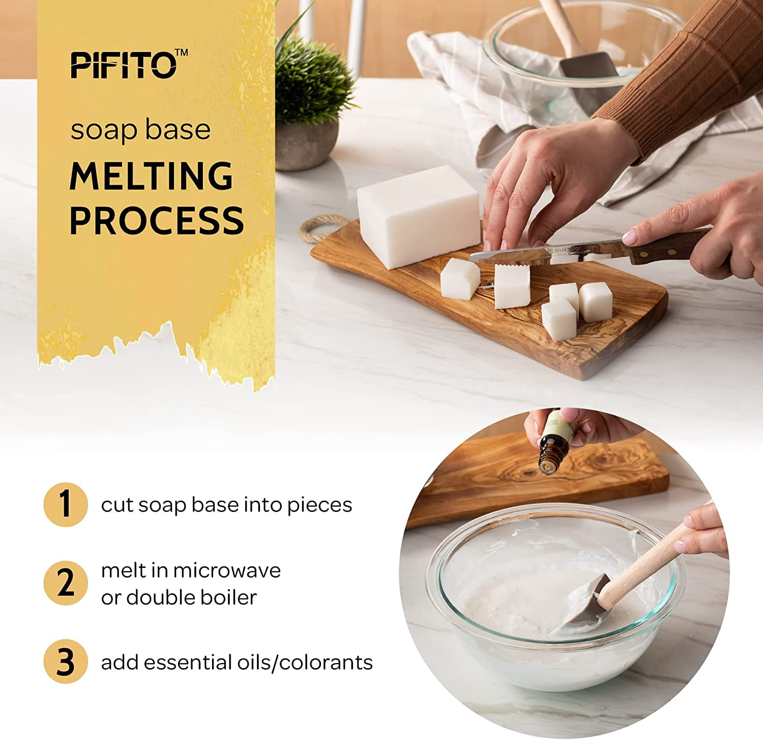Pifito Mango Butter Melt and Pour Soap Base (5 lb) │ Bulk Premium 100% Natural Glycerin Soap Base │ Luxurious Soap Making Supplies