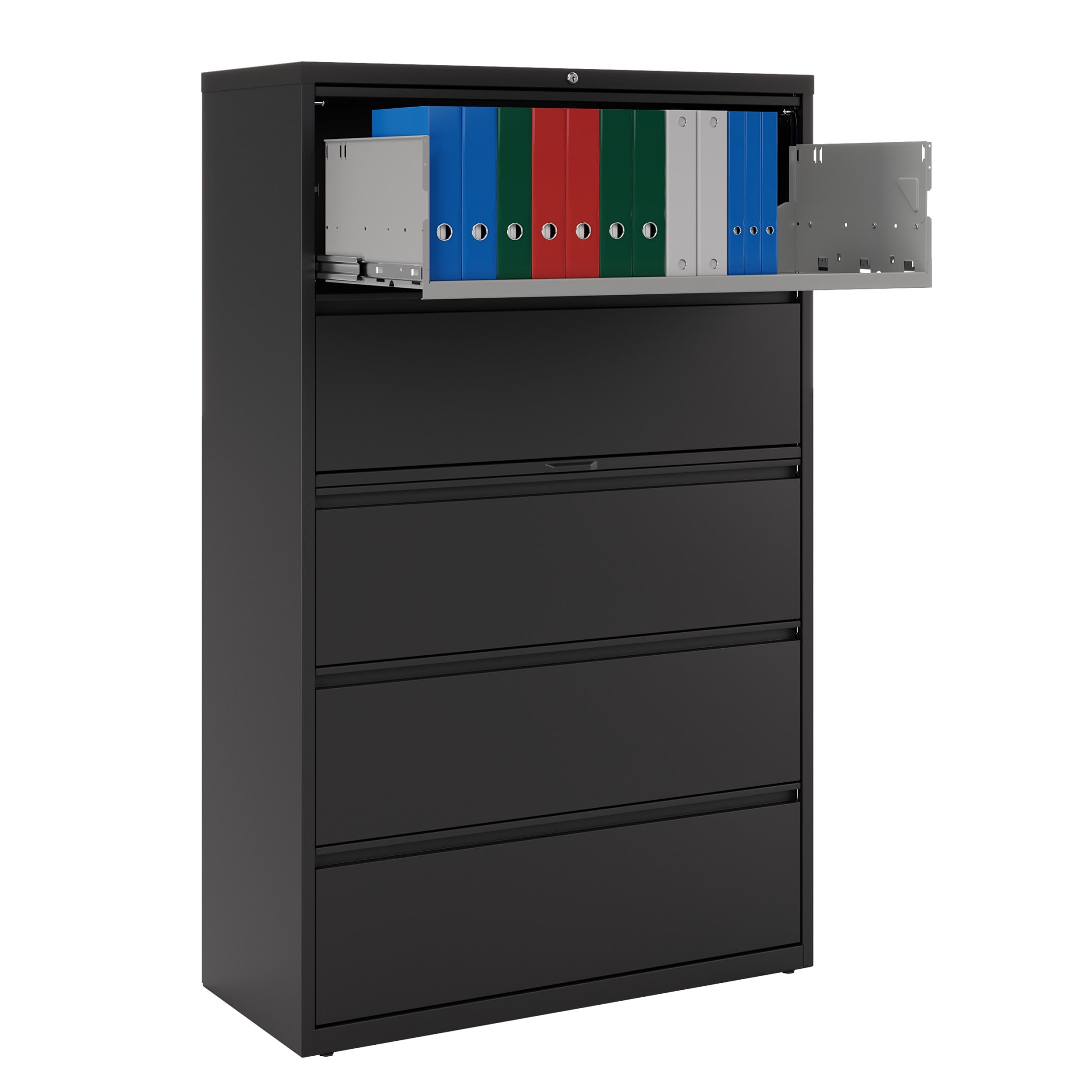 Hirsh 42 inch Wide 5 Drawer Metal Lateral File Cabinet for Home and Office, Holds Letter, Legal and A4 Hanging Folders, Black