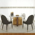 thumbnail image 3 of LovingAHome 53'' Round Faux Marble Dining Table for 6, White Sintered Stone Top with Gold Pedestal, 3 of 7