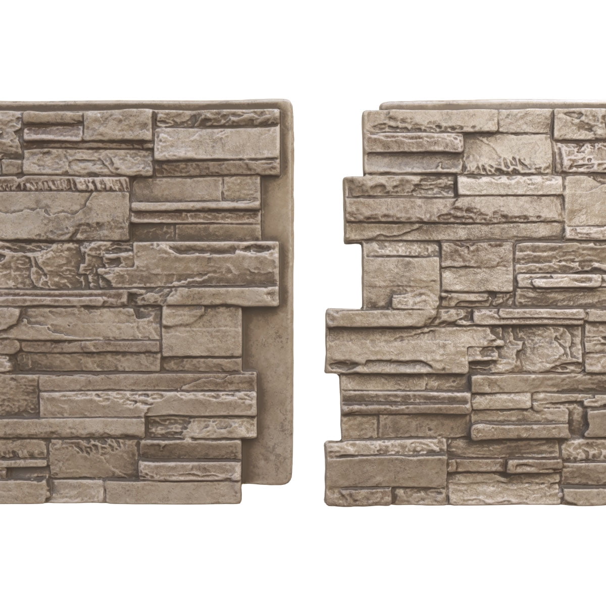 Ekena Millwork 48 5/8"W x 24 3/4"H x 1 1/4"D Cascade Stacked Stone, StoneWall Faux Stone Siding Panel, Soft Ash