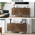 thumbnail image 5 of Smart FENDEE Farmhouse Sideboard Cabinet with Shelf and Paper Clip Pattern for Kitchen, Walnut Wood, 5 of 7