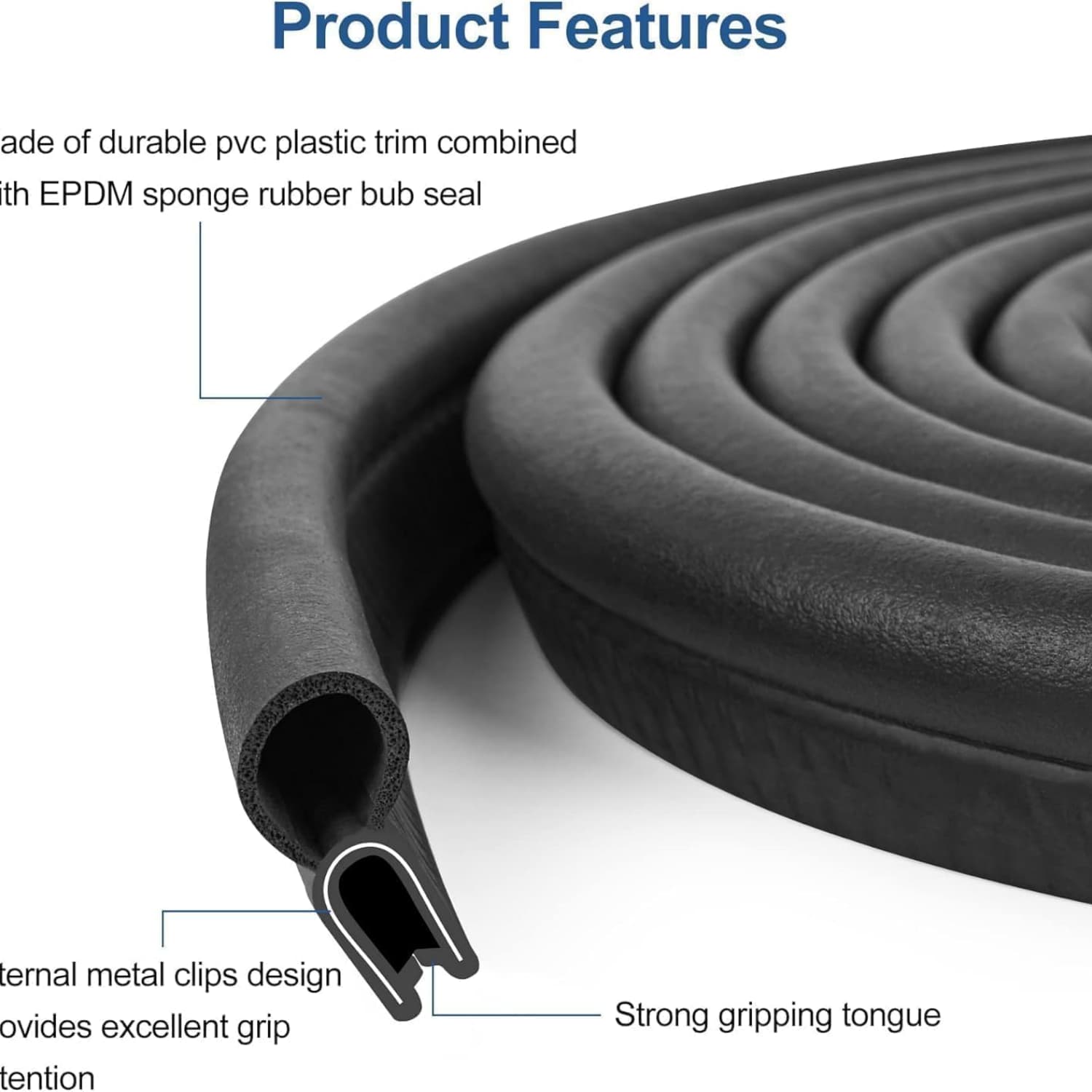 Automotive Door Weather Stripping 70Ft Car Door Rubber Edge Trim Seal Strip Gasket with Top Bulb Easy to Install for Car Bus Camper Boat RV Truck Doors and Home Applications