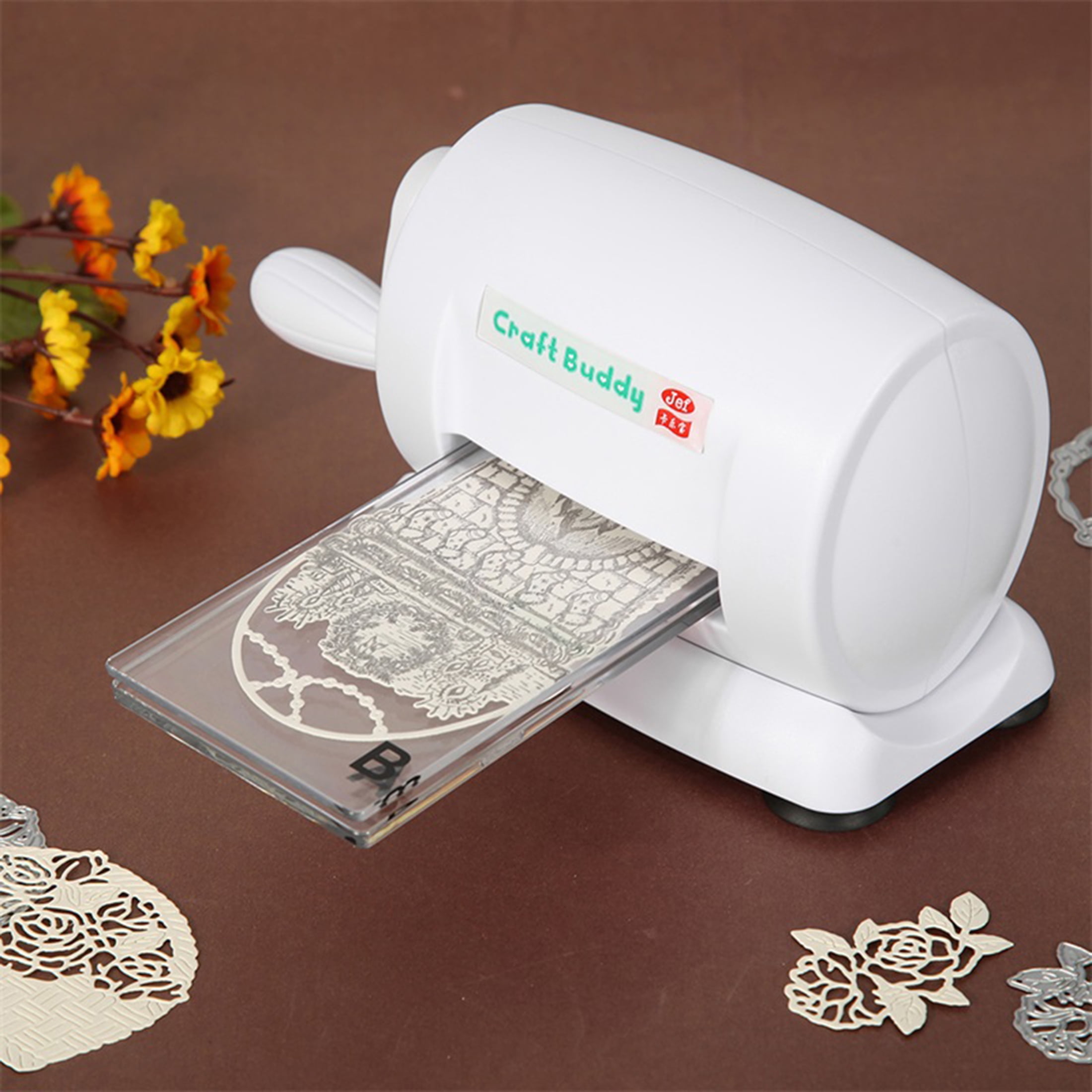 Briartw White Die Cutting Machines and 2 Acrylic Plate for Crafting,Diy Die Manual Embossing Machine Scrapbooking Cutter Dies Machine Paper Card Making Craft Tool