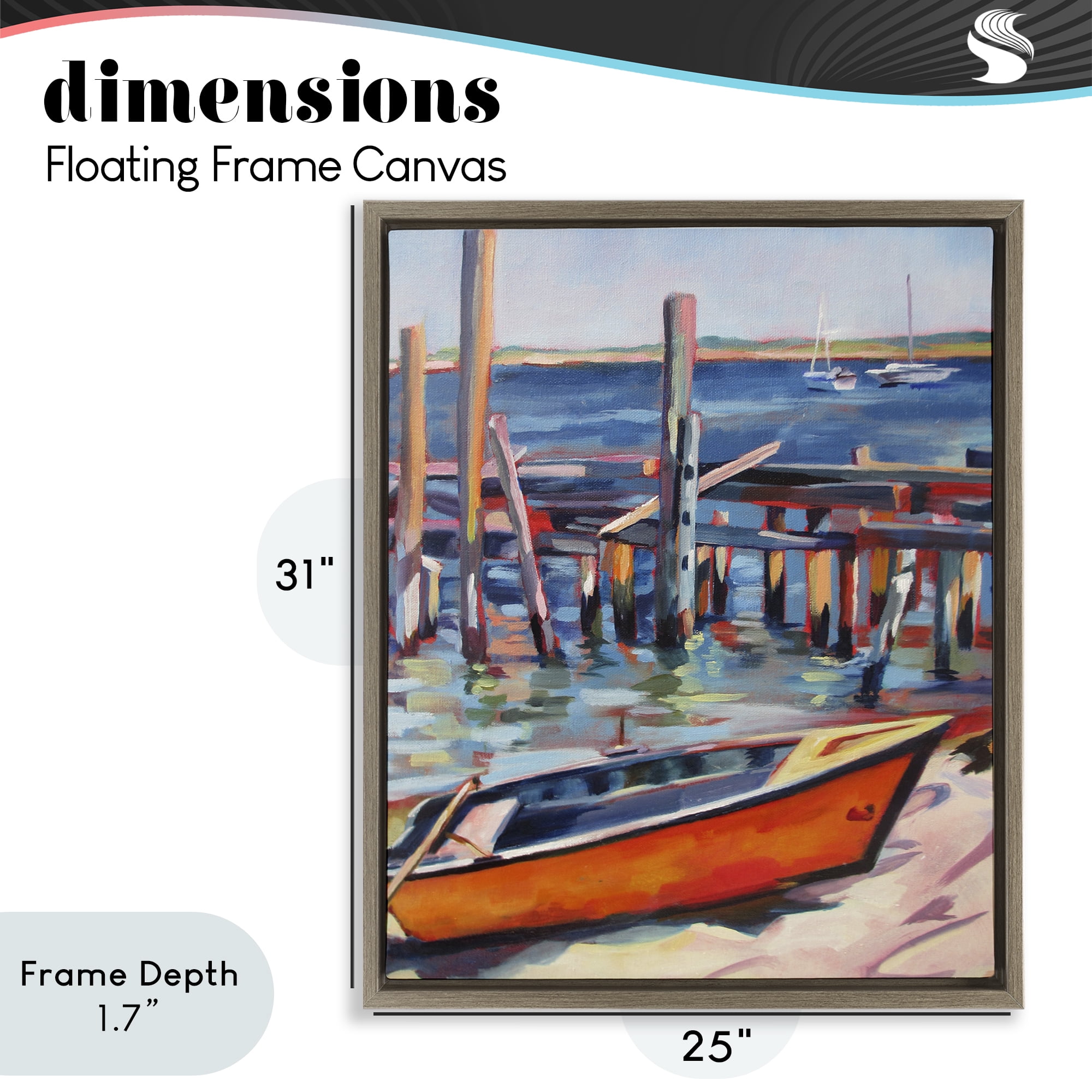 Stupell Industries Provincetown Harbor Boat Brown Framed Floater Canvas Wall Art, design by Maxine Shore