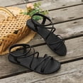 thumbnail image 5 of YgkuHd Women's Casual Flat Sandals Roman Style Multi-Strapped Crisscross Design Elasticated Back Strap Black,7.5, 5 of 6
