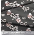 thumbnail image 3 of Soimoi Gray Modal Satin Fabric Puppy & Bow Dots Print Fabric by Yard 42 Inch Wide, 3 of 3