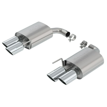 Borla 11953 S-Type Axle-Back Exhaust System; 2.5 in. Into Muffler Dual 2.5 in./3 in. Out; 4 in. Dual Round Rolled Angle Cut Tip; Dual Split Rear Exit; w/o Active Exhaust Valve; Polished;