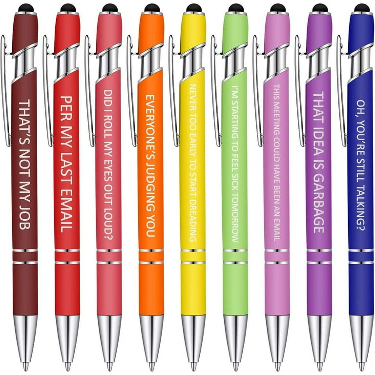 Cofest Office & Stationery,10Pcs Ballpoint Stress Relief Funny Pens,Capacitive Pen Set Metal Press Ball Pen 10ml D, Size: 5.91 x 3.94 x 0.79