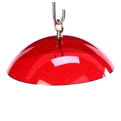 Protective Hanging Dome Bird Feeder - Red: Weather-Resistant, Easy Mount