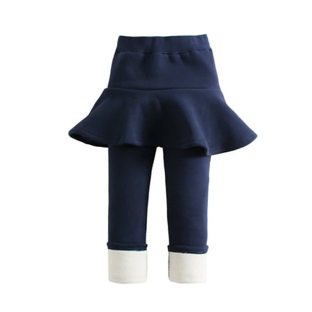 

Girls High Waisted Pants Straight Leg Toddler Trendy Girls Leggings Skirt Ruffle Skirt Pants Kids Yoga Trouser Navy