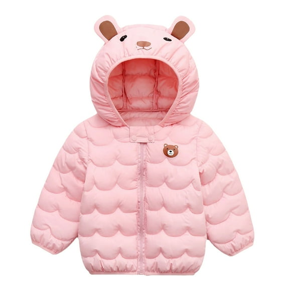 Ymyiu Girl's Winter Coat Hooded Parka, Kids Down Outerwear Jacket Rain Coats for Girls (Pink,100)