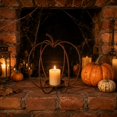 thumbnail image 4 of MMJ Pumpkin Candle Holder Rustic Metal Iron Candlestick Halloween Thanksgiving Fall Tabletop Decor Warm Ambient Lighting 7.28x5.71x5.71in, 4 of 7