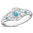 thumbnail image 4 of Valentine's Day Gifts for Woman Fashion Blue Gemstone Zircon Sun Flower Pattern Jewelry Silver 10, 4 of 5
