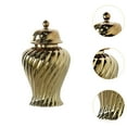 thumbnail image 6 of deevoka Ceramic Bud Vase Luxury Porcelain Ginger Jar with Lid for Wedding Cafe Shelf Gold, 6 of 9