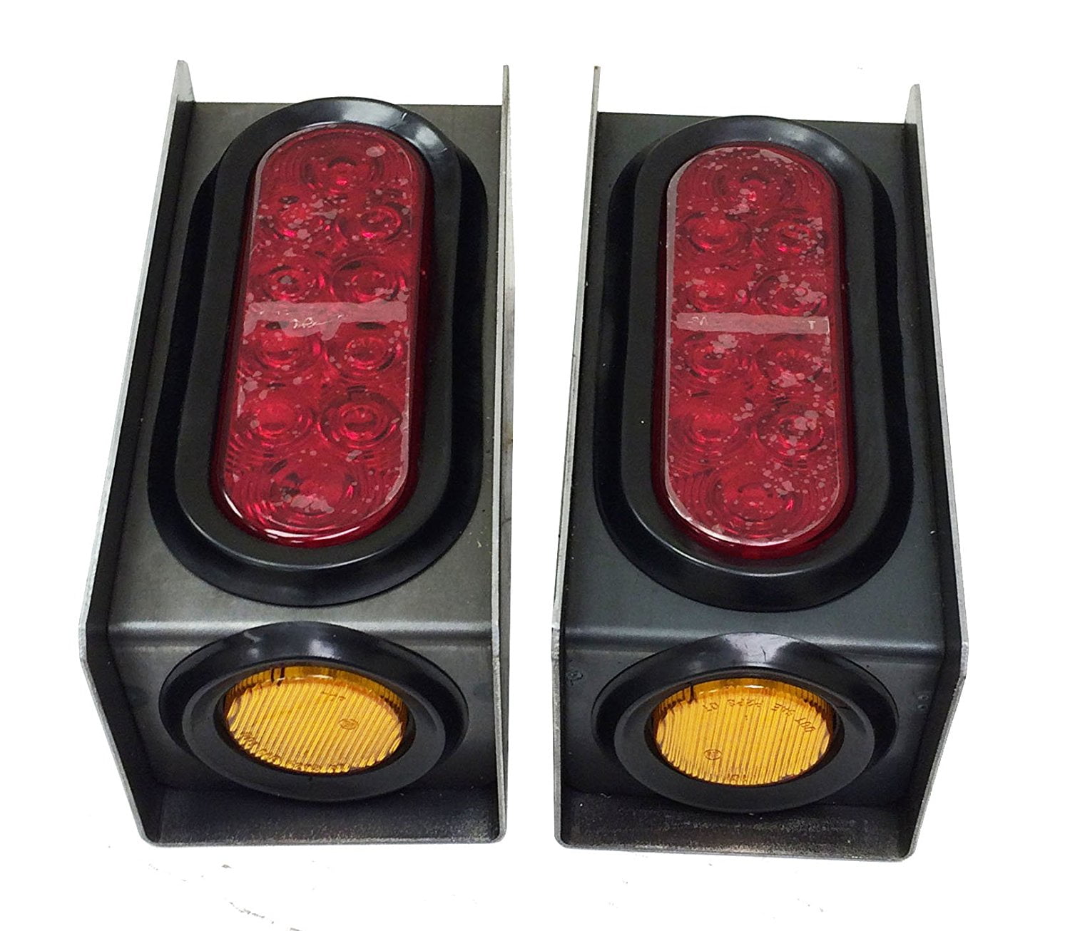 2 Red 6" Oval 10 LED Trailer Stop/Turn/Tail Light w/ Grommet and Plugs 24004