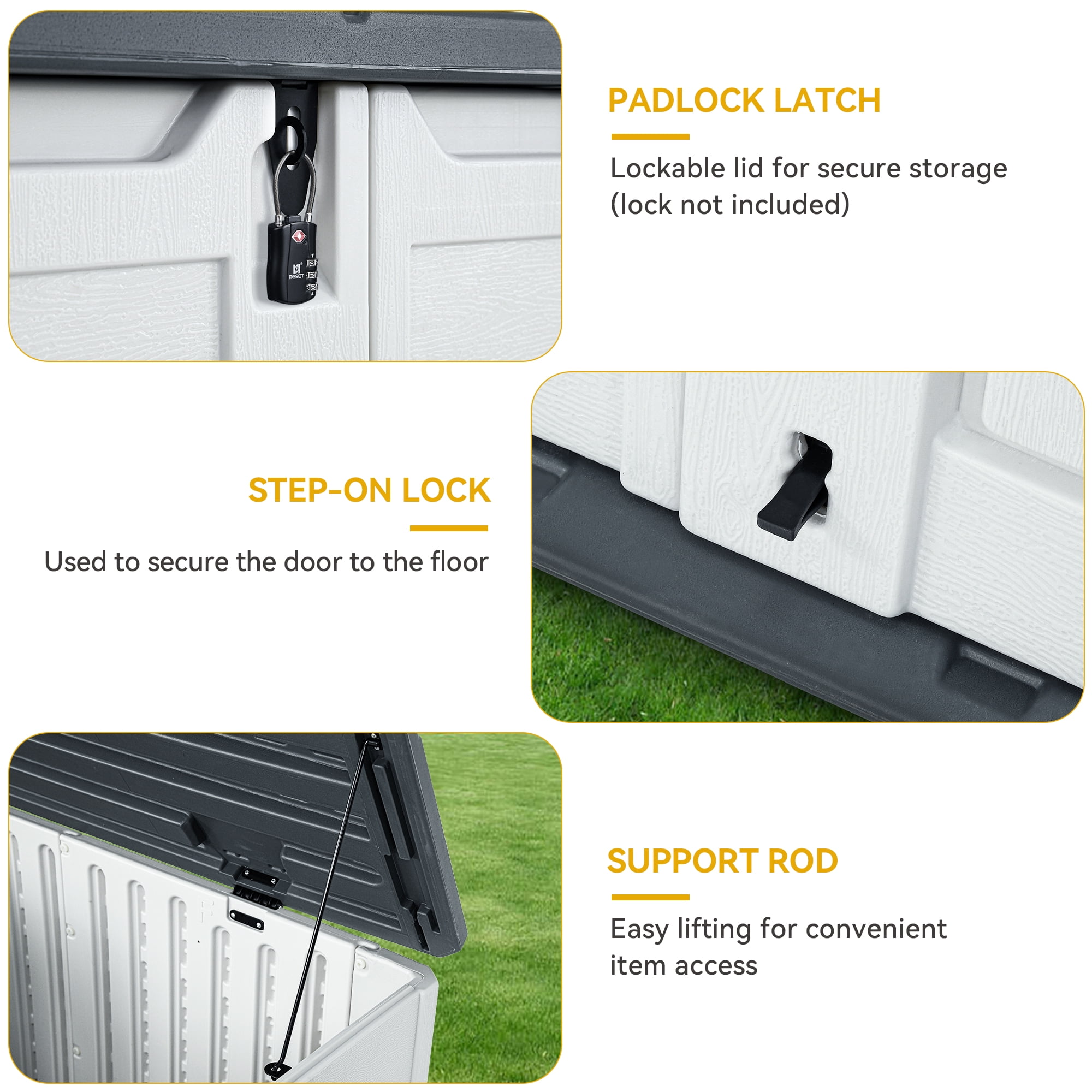 Uforic 4.5x4ft Horizontal Resin Outdoor Storage Shed, Waterproof & Lockable, White