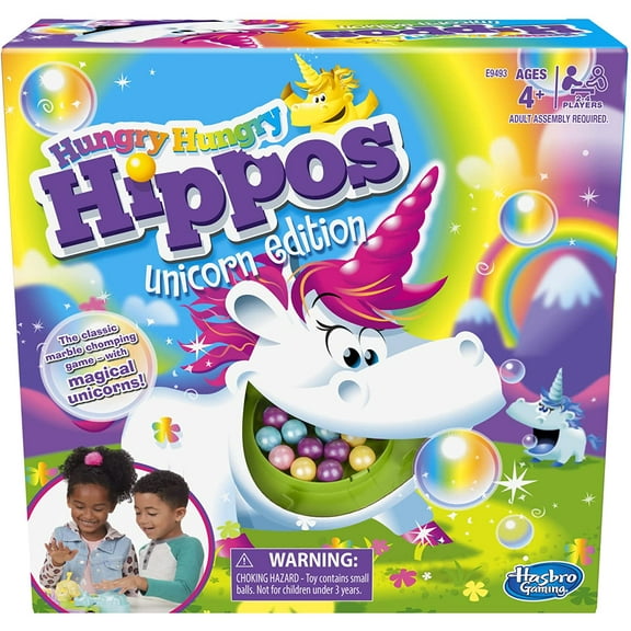 Hasbro Gaming Hungry Hungry Hippos for Kids Unicon Edition Board Game, Plastic