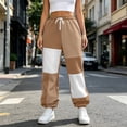 thumbnail image 7 of Nmnitkp Women's Color Block Joggers Sweatpants with Pockets Drawstring Elastic Waist Loose Fleece Winter Athletic Pants for Workout Lounge Casual Daily Wear Khaki,L, 7 of 7