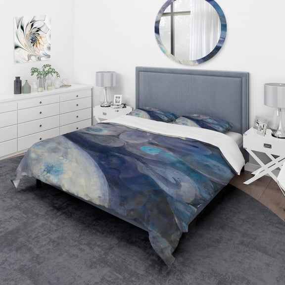 Designart 'Into the Indigo Stream I' Geometric Duvet Cover Set